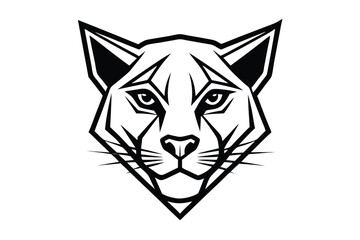 Stylized Puma Portrait with Geometric Details on a Clean White Background