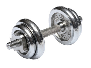 Naklejka premium Single chrome dumbbell, isolated on black