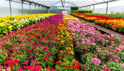 Colorful flower arrangement greenhouse