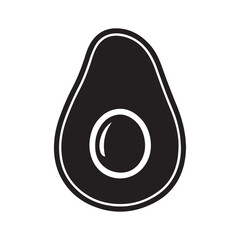 Simple Avocado fruit half slice silhouette icon vector sign symbol