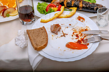 This image shows a plate with remnants of a meal