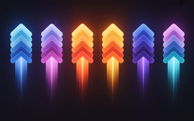 Abstract colorful arrows rising up concept art for business growth design