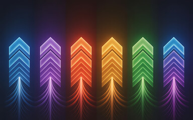 Colorful neon arrows background for web design and digital marketing use