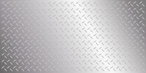 Obraz na płótnie Canvas Diamond plate steel sheet metallic silver shiny surface background. Shiny chrome checker plate aluminum diamond tread metal flooring