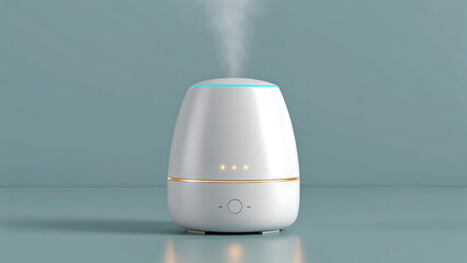 A sleek, modern humidifier releases a gentle stream of mist, the embodiment of freshness and calm within a space