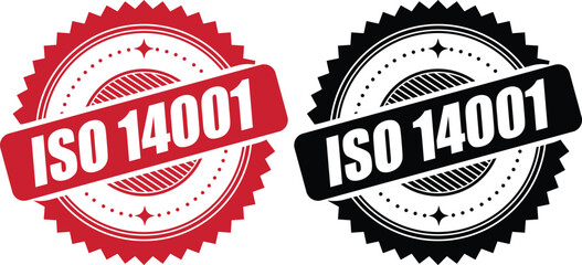 ISO 14001 Certified Stamp – Environmental Management System Label and badge Vector Design