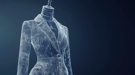 Stylish blazer dress wireframe design showcasing innovative fashion technology. intricate details highlight modern tailoring and design aesthetics, perfect for contemporary fashion enthusiasts