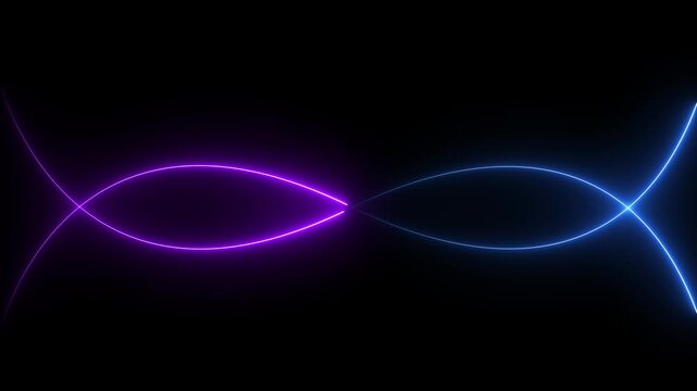 Futuristic video animation of glowing moving neon Blue Wave Pattern on Dark Background .Smooth waveform loop animation for visual effects.
