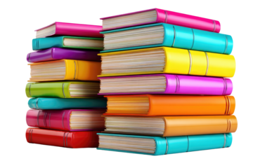 Stacked colorful books. Vividly colored books in a stack, several different hues