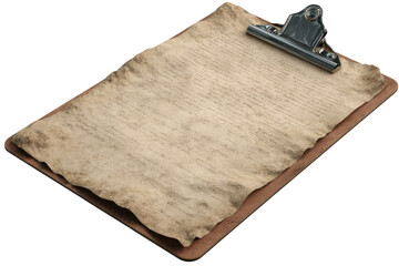 Aged clipboard with weathered document
