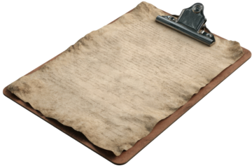 Aged clipboard with weathered document