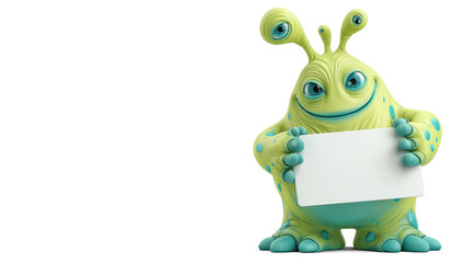 cheerful cartoon-style lime green alien