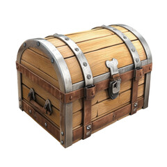 Wooden treasure chest with metal bands