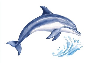 Fototapeta premium Vibrant Dolphin Swimming in Clear Ocean Water Splashing Around