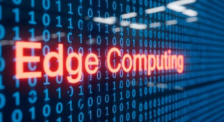 Obraz premium Edge Computing Technology Concept with Binary Code Background Futuristic Digital Transformation Illustration Modern Network Infrastructure and Distributed Computing Paradigm Paradigm