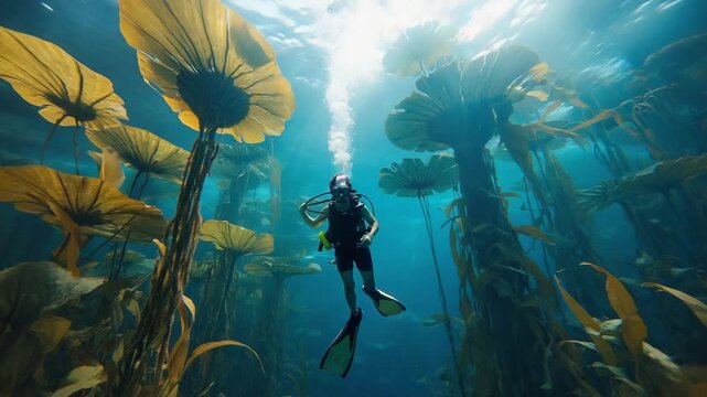 Experience the wonder of scuba diving through a vibrant underwater kelp forest, discover the magic of marine life exploring the ocean depths, and unlock the secrets of the sea