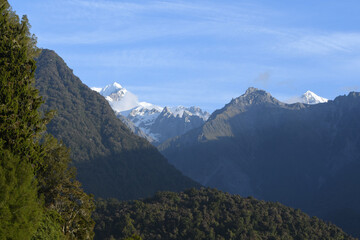 mountain peak with blue sky in New Zealand