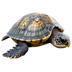 Obraz premium Isolated image of a sea turtle with detailed shell and natural texture.