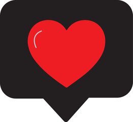 Heart like icon inside chat bubble for social media love and favorite notification