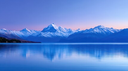 Naklejka premium Serene Mountain Landscape with Reflections at Twilight