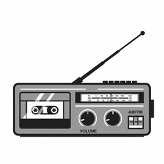 Obraz premium A portable radio with a cassette player and antenna.