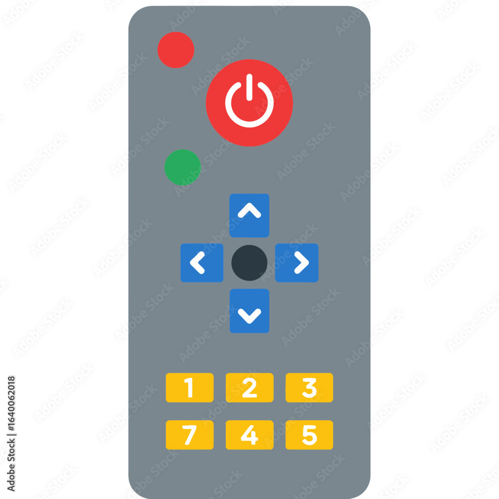 Aufkleber gray remote control with power button and number pad.