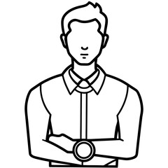 Obraz premium Man with arms crossed wearing a collared shirt and watch