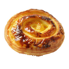 Round pastry, golden-brown, spiral filling
