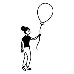 Simple illustration of a girl holding a balloon