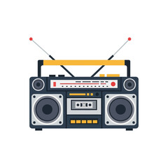 Fototapeta premium Vintage boombox with cassette player and antennas on white background.