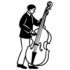 Fototapeta premium Musician playing the double bass