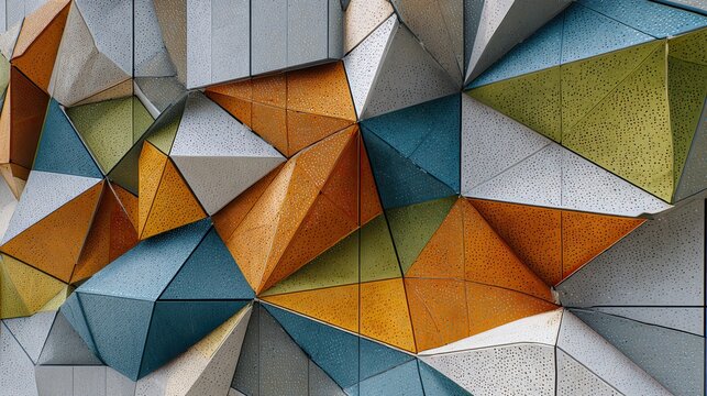 Stunning modern architectural facade featuring vibrant geometric panels creates a dynamic abstract background for innovative design projects. - Powered by Adobe