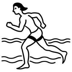 Fototapeta premium Person running through wavy water illustration