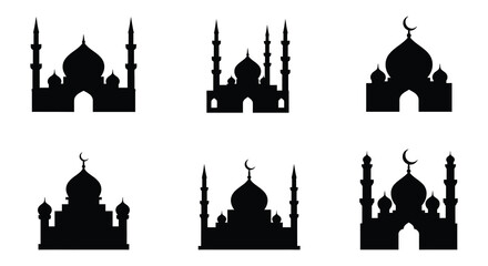 Islamic Mosque Silhouette Set Architectural Designs for Ramadan and Eid Celebrations silhouette