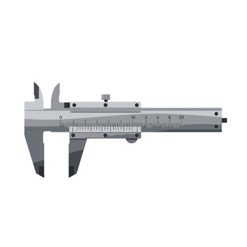 A detailed illustration of a vernier caliper tool, showing its various components and measurements.