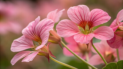 Fototapeta premium Close-Up of Pink Geranium Flowers with Soft Focus Background