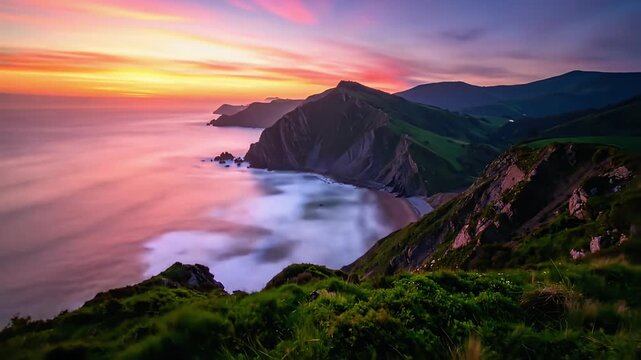 Coastal landscape sunset view