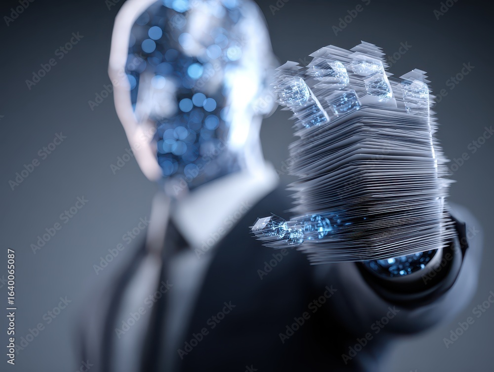 Poster artificial intelligence (ai) is used by businessmen in document management systems, online documenta