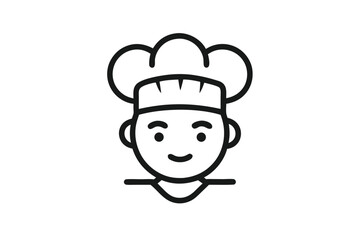 Woman chef with closed eyes wearing uniform and a tall hat in black