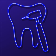 dentist neon sign, colorful modern design trends on black background. Vector illustration.