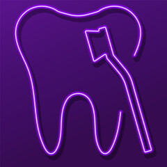 dentist neon sign, colorful modern design trends on black background. Vector illustration.