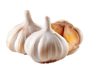 Fototapeta premium Three garlic bulbs, close-up