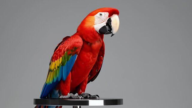 Colorful macaw against gray background