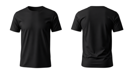 Blank Black T-Shirt, Front and Back Views, Mockup Template, Generative AI