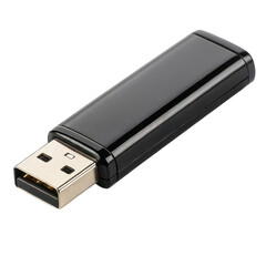 Black usb flash drive isolated on transparent background