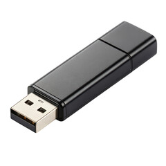 Black usb flash drive isolated on transparent background