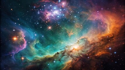 Naklejka premium Vibrant nebula with star birth and cosmic colors
