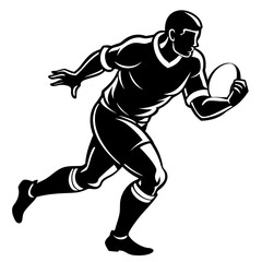 Fototapeta premium Rugby player running with ball silhouette