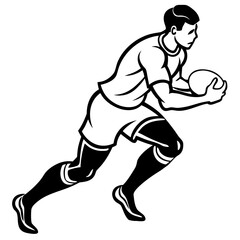 Fototapeta premium Rugby player running with ball in action