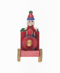 wooden christmas tree toy isolated on white background